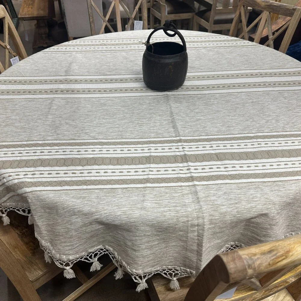 75'' Round Tablecloth from Oaxaca Mexico made with 100 % Handloom cotton fabric.